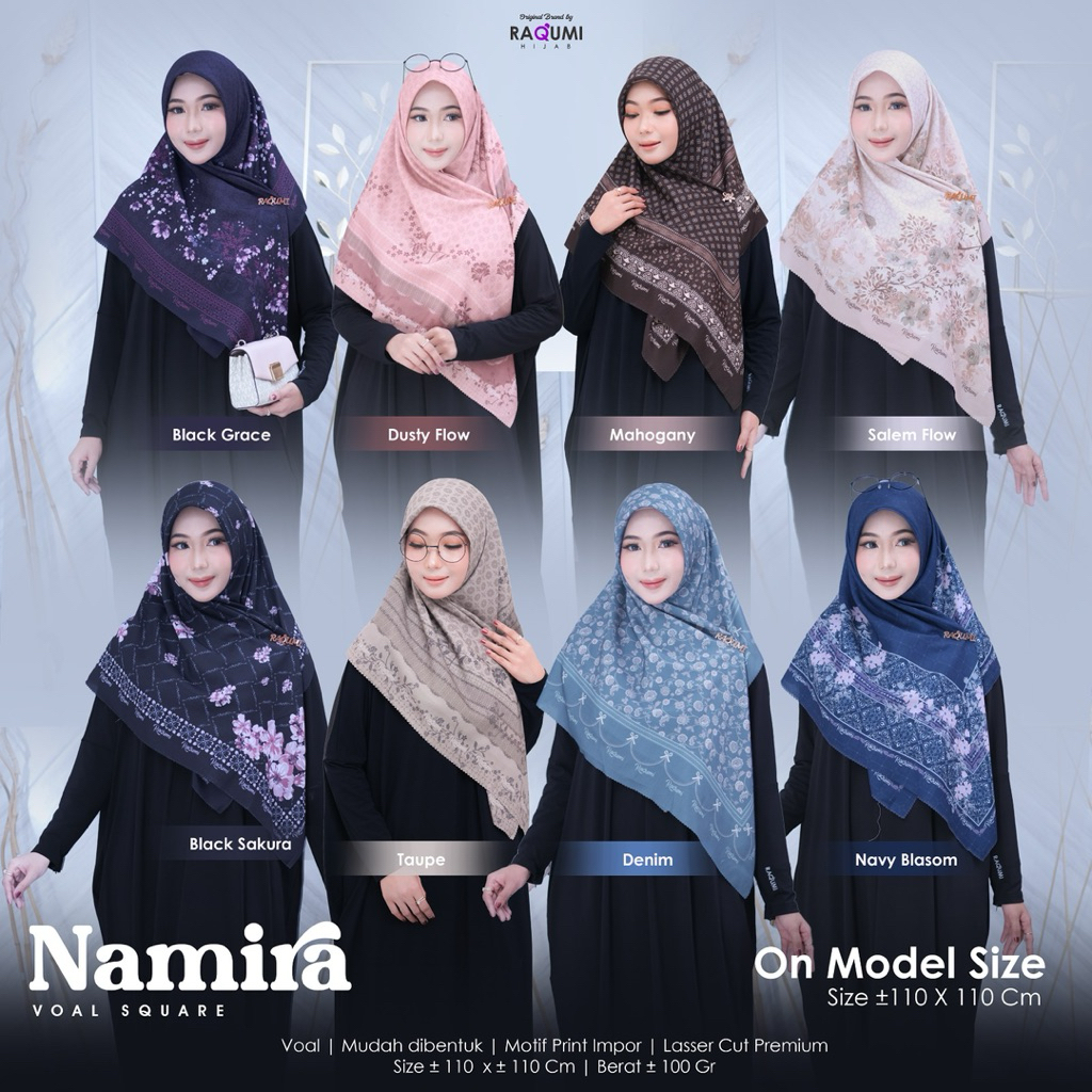 RAQUMI HIJAB // NAMIRA SQUARE // HIJAB SQUARE // HIJAB SEGIEMPAT // HIJAB MOTIF // SQUARE MOTIF