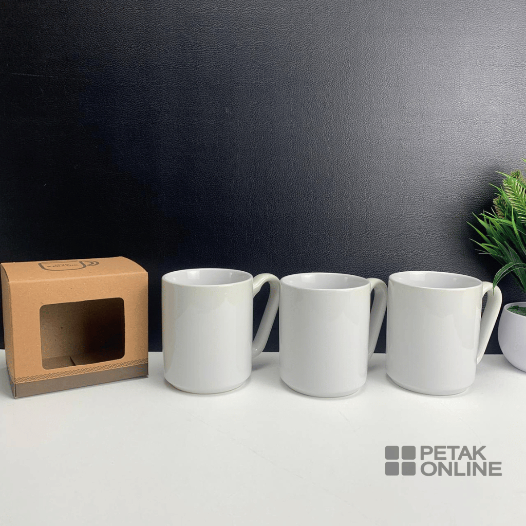 Gelas MUG Polos Coating Bahan Keramik/Mug Polos Coating Lokal || Plus Kemasan Box Kraft