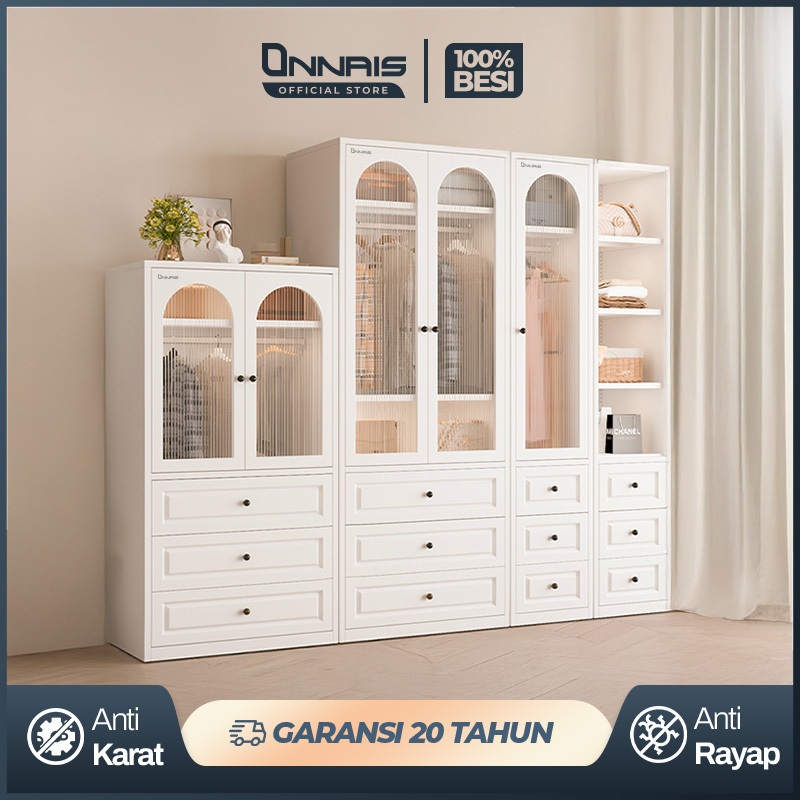 ONNAIS Wardrobe Lemari Pakaian Gantung Lemari Baju Lemari Besi Pakaian Lemari Baju Besi Minimalis