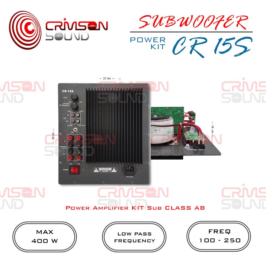 Ampli Kit Power Subwoofer Aktif 400 Watt Class AB Pro CR-15S