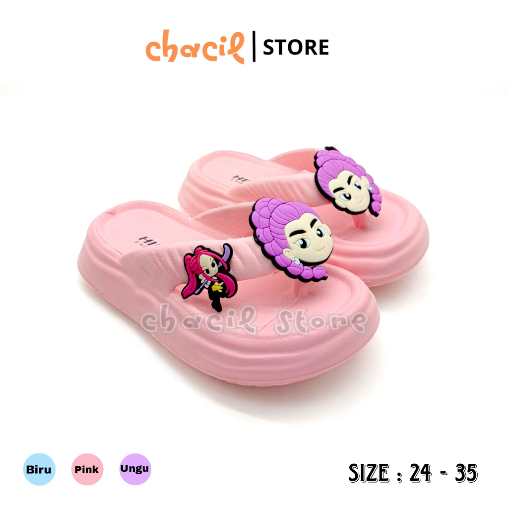 Sandal Jepit Anak Cewek Umur 2-10 Tahun, Sendal Harian Anak Cewek Karakter Anti Slip Empuk Ringan