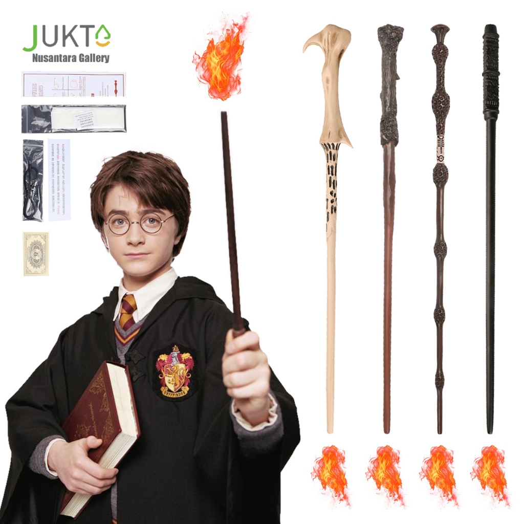 JUKTA [COD] Wand Harry Potter Bisa Mengeluarkan Api | Tongkat Sihir Elektrik Cas USB | Mainan Sulap 
