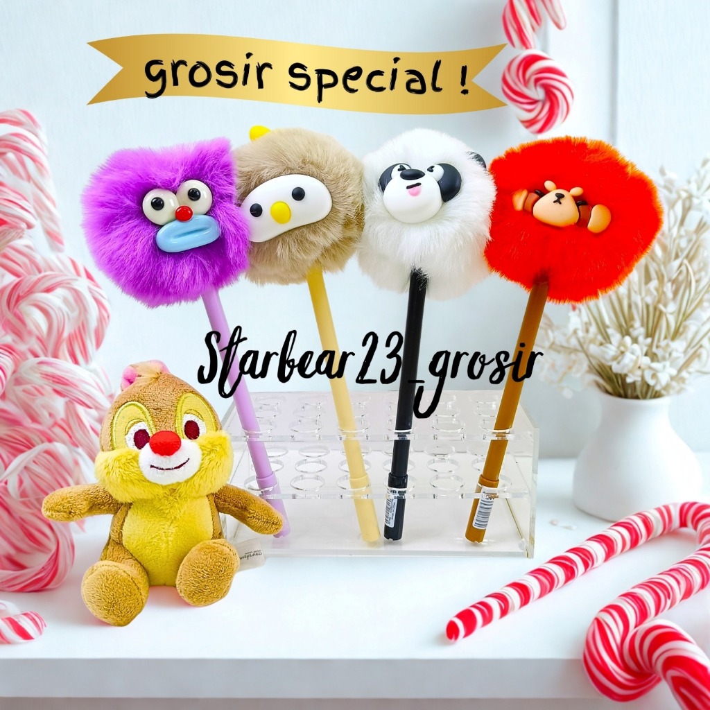 BOLPEN PULPEN POM POM / PULPEN BULU BULU LUCU CAT PENGUIN PANDA