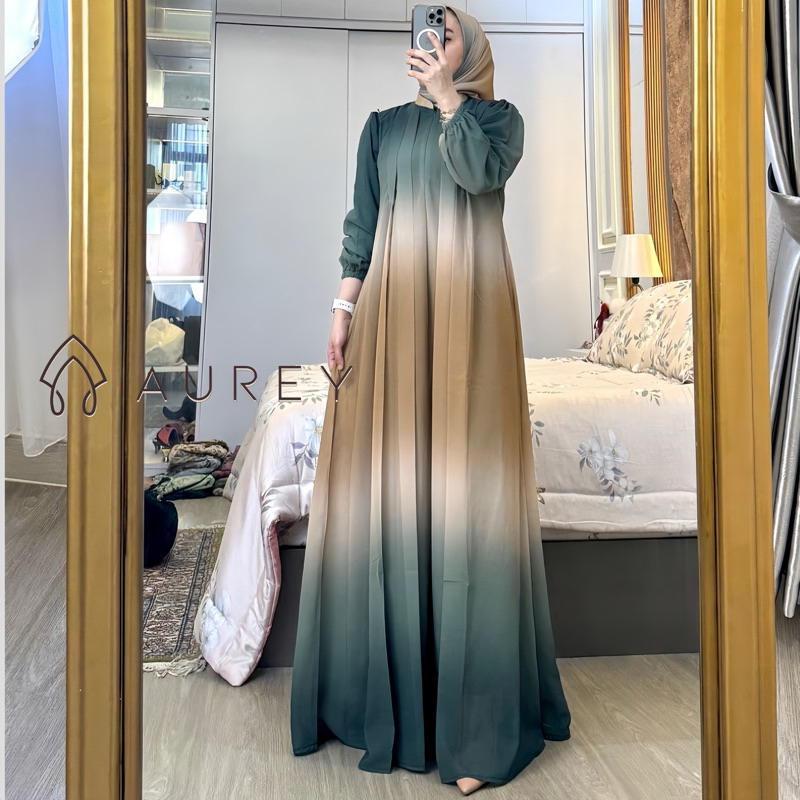 New Deals New Aurey - Set Hijab Givani Gamis Wanita Dress Mewah Busui Friendly Gamis Ceruti Hyget