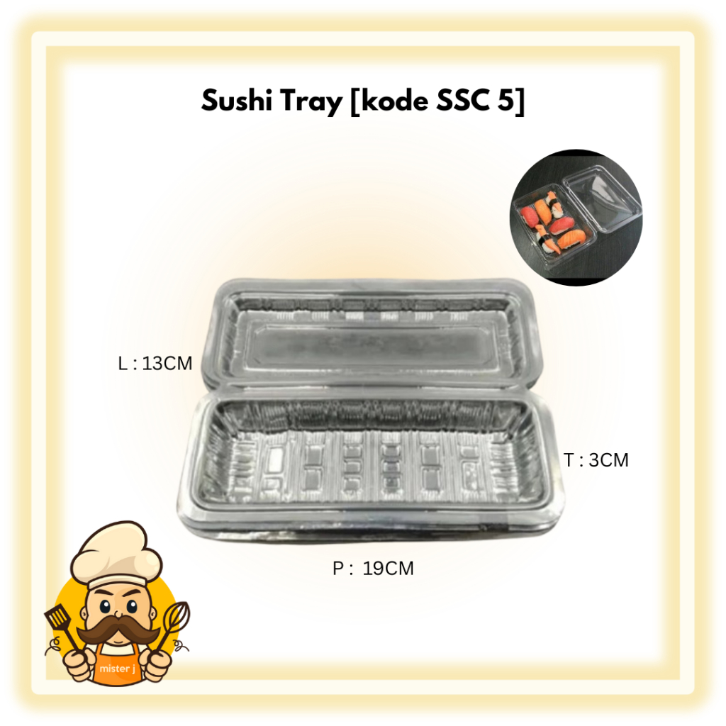 Tray Mika Sushi SSC 5 | Sushi Tray isi 25pcs | Mika Kemasan Sushi