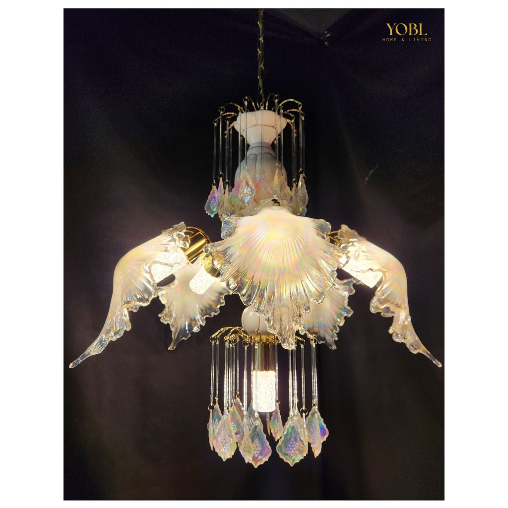 Lampu Hias Gantung Kristal Klasik Motif Bunga