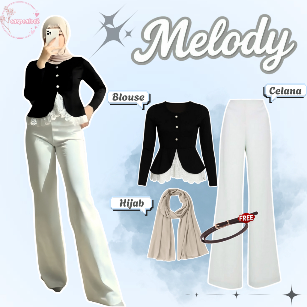 Hijab Style OOTD Remaja ( Blouse + Celana + Hijab ) Korean Looks Setelan Cewek Kekinian - CSP06