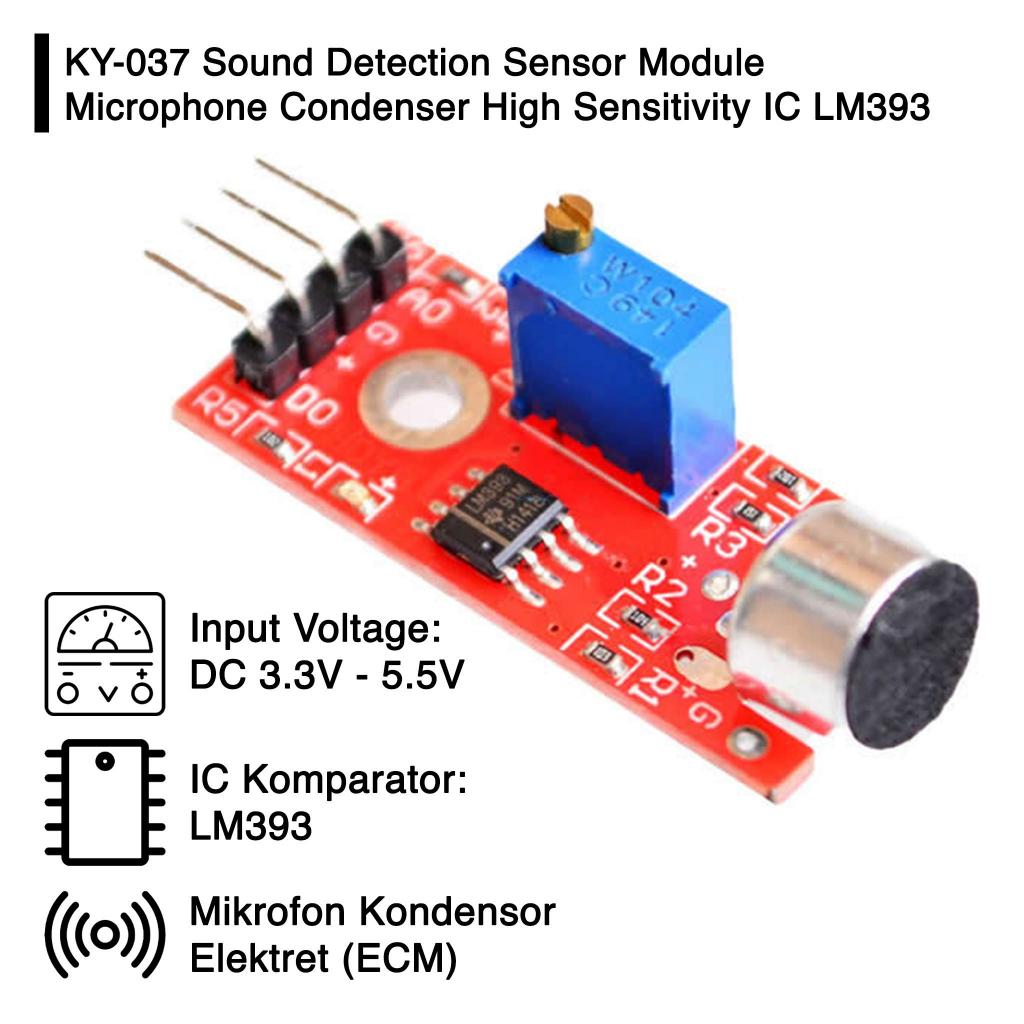 KY-037 KY037 Modul Sound Sensor Suara Microphone Mic Condenser High Sensitivity Voice Detection Modu