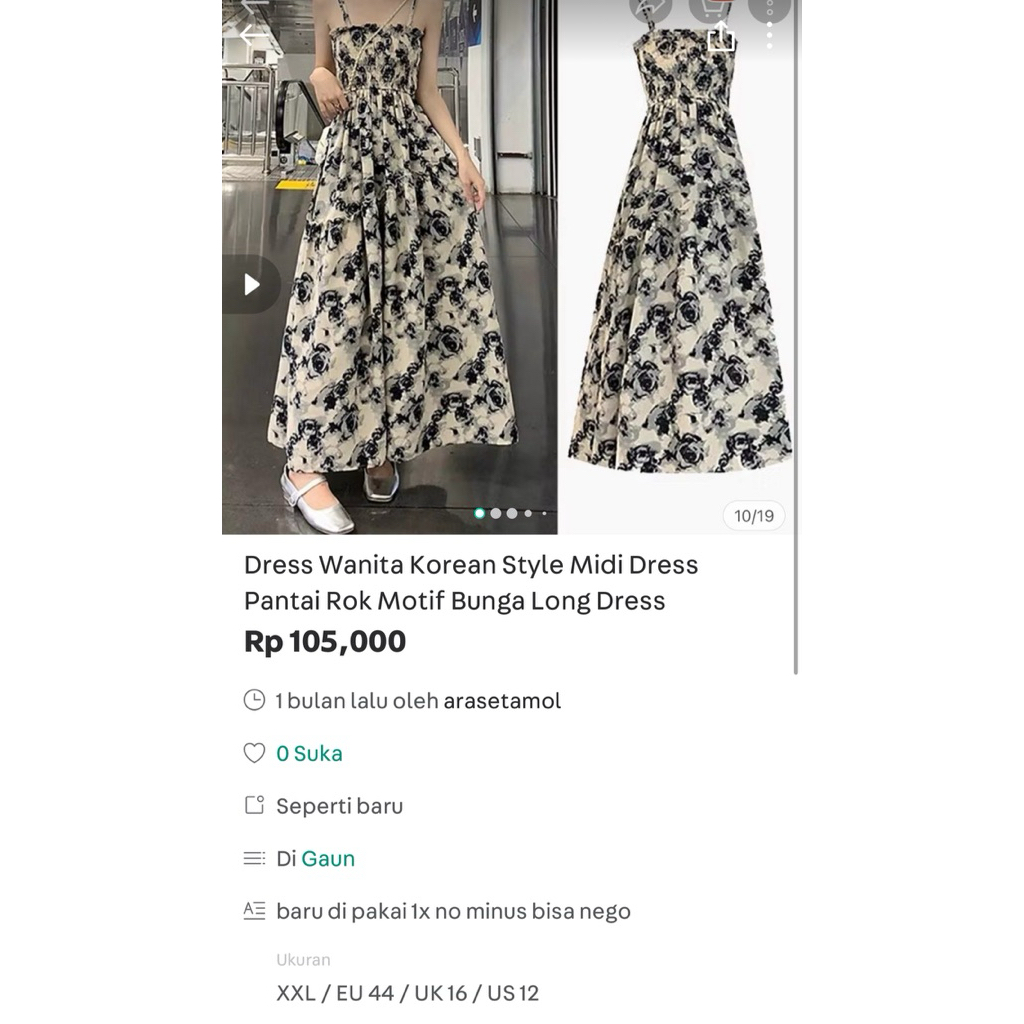 Dress Wanita Korean Style Midi Dress Pantai Rok Motif Bunga Long Dress