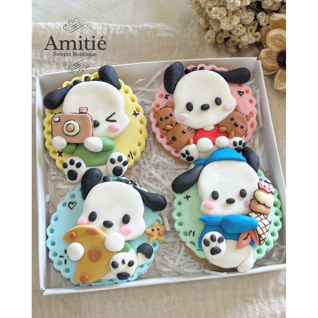 Pochacco Cookies Deco isi 4 /  Cookies Hampers / Birthday Gift / Birthday Hampers / Kukis Natal / Bu