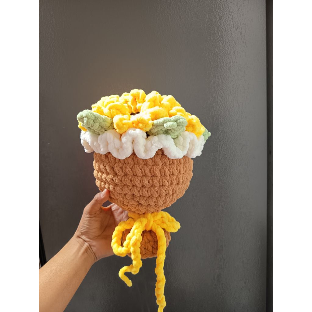 bouquet bunga rajut Sunflower | buket bunga matahari| kado wisuda FREE TAS TEBAL