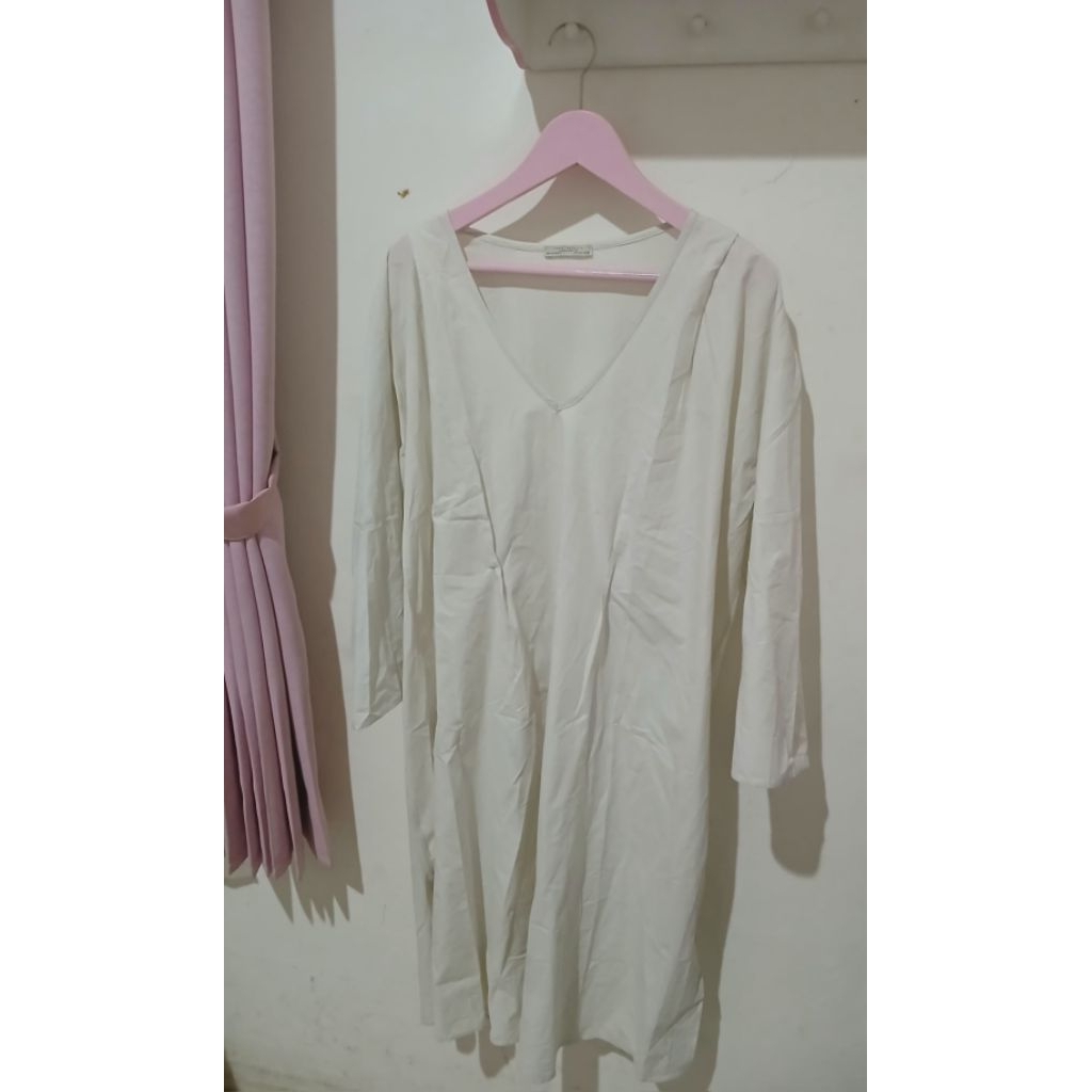 Dress Bw putih Zara Trafaluc jumbo big size