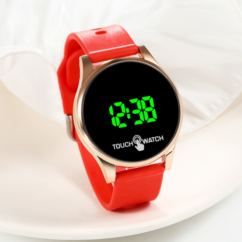 (AY)  Jam Tangan Digital Touch Watch Segi Strap Rubber TS-01 BULAT