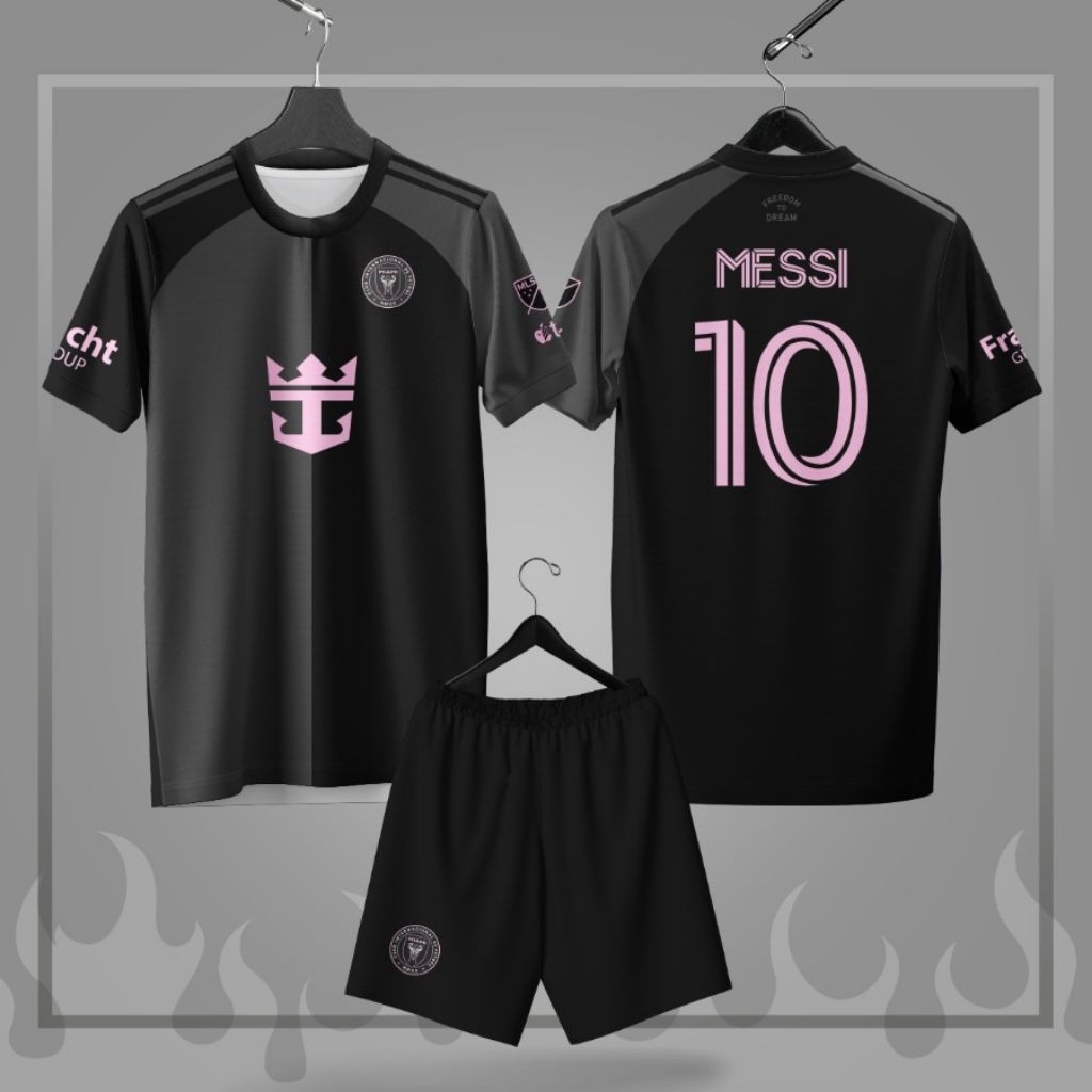 Jersey anak intermiami messi away hitam baju bola anak inter miami lionel messi musim terbaru 2025/2