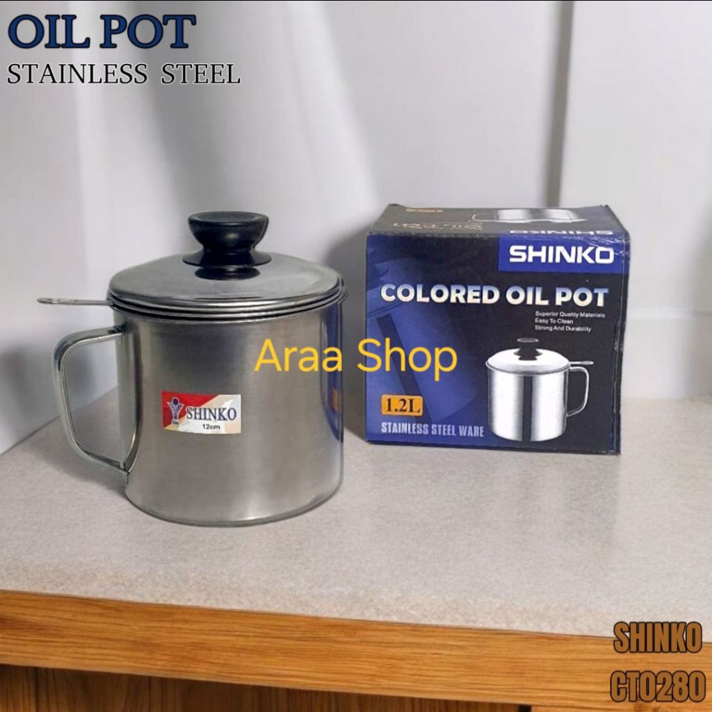 Oil Pot Mug Stainless Steel SUS 304 Tempat Wadah Minyak Goreng Bekas 1,2 Liter 1200ml 1.2 Liter Teba