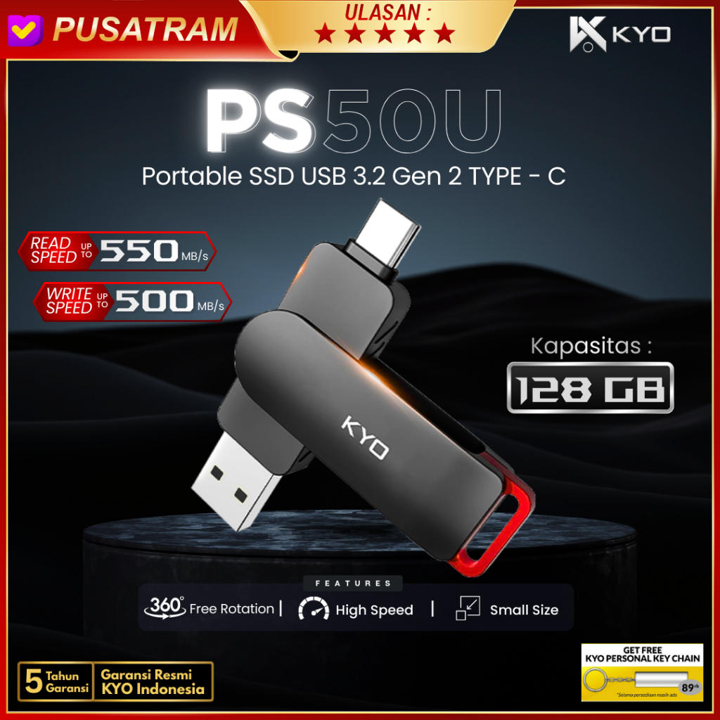 KYO PS50U 128GB Portable SSD USB 3.2 TYPE C External SSD Eksternal USSD