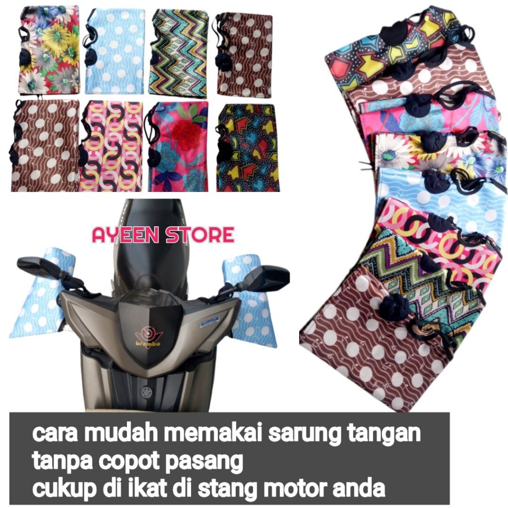 PROMO sarung tangan stang motor wanita motif random/ sarung tangan motor  (SATAMO wanita)
