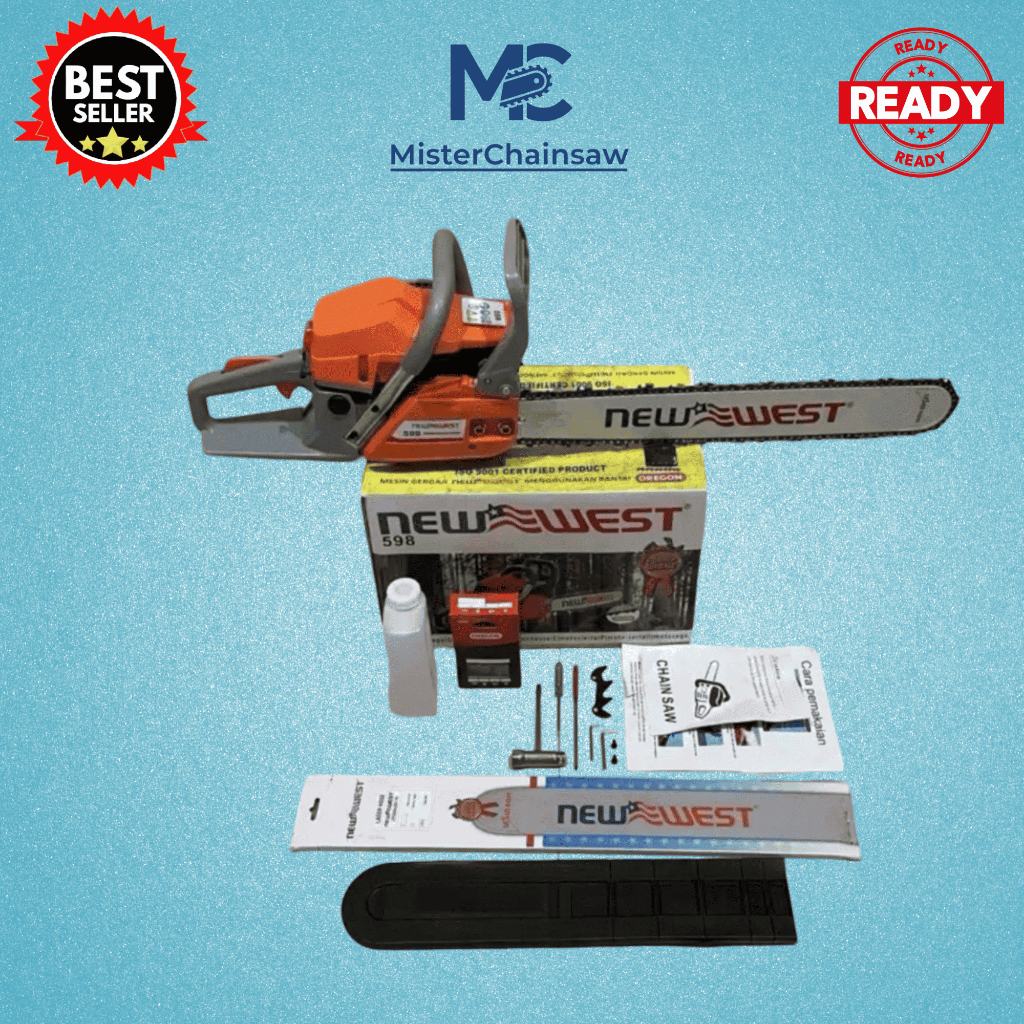 Mesin Gergaji Kayu Chainsaw New West 598 22” – Gergaji Mesin Kayu Original Harga Terjangkau