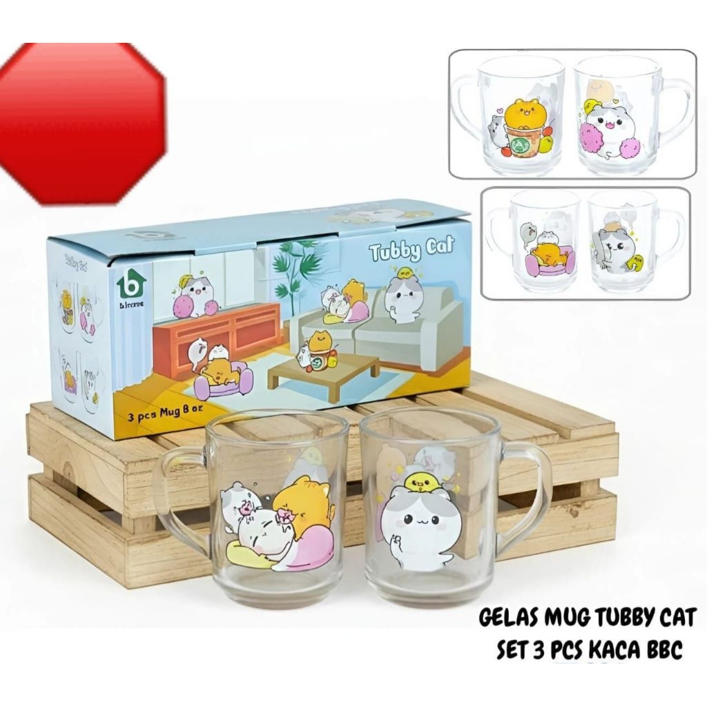 Gelas mug cantik 1 set isi 3pcs