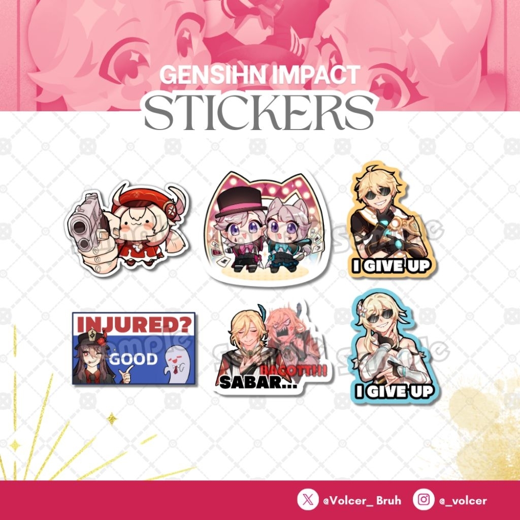 Stiker Meme Genshin Impact | Klee Kaveh Hu Tao Aether Lumine Lyney Lynette