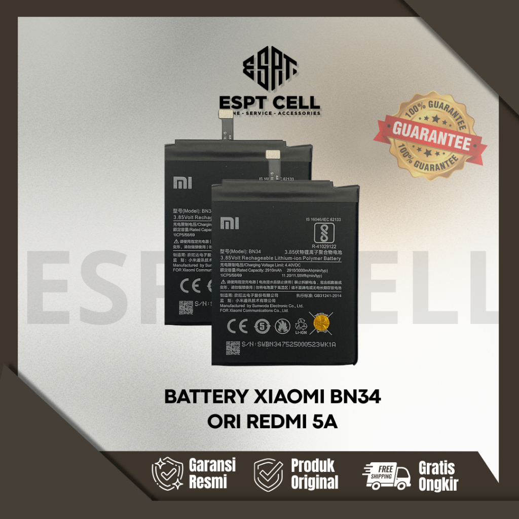 BATERAI BATRE XIAOMI BN34 REDMI 5A ORIGINAL