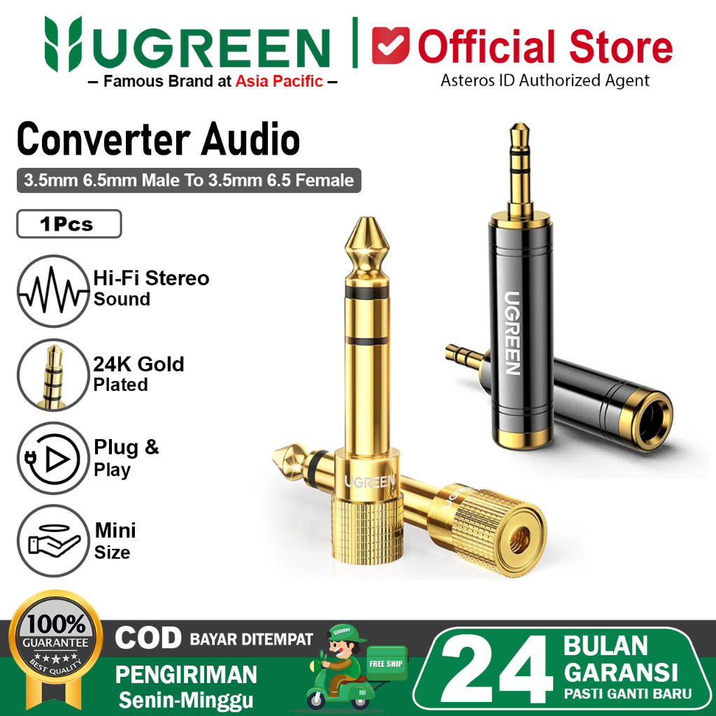 UGREEN Kabel Audio Jack 3.5mm To 6.35mm/6.5mm & 2.5mm Male/Female Adapter Converter HiFi Sound Stere