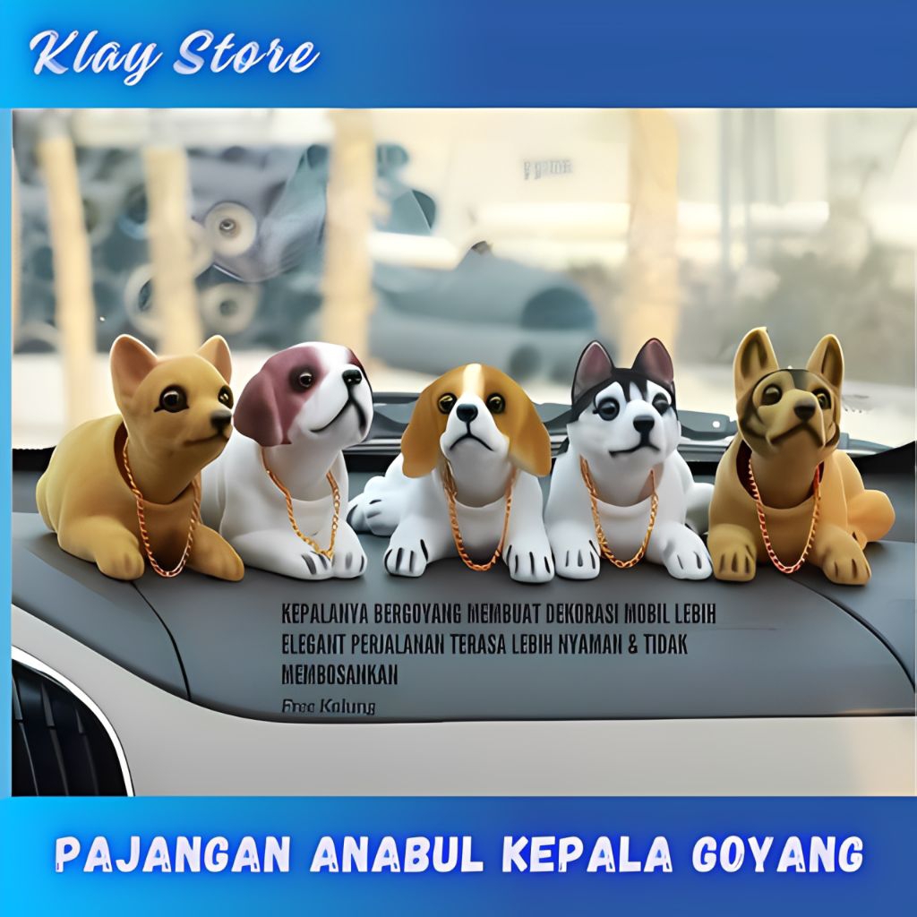 Pajangan Anabul Kepala Goyang / Hiasan Dashboard Mobil Mewah Motif Anjing Kepala Goyang Boneka pajan