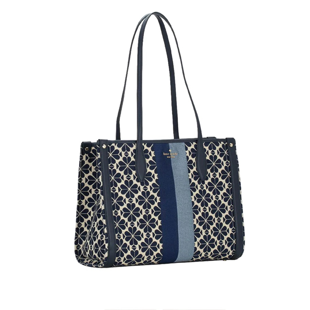 Kate Spade Outlet Flower Jacquard Stripe Market Mediun Tote
