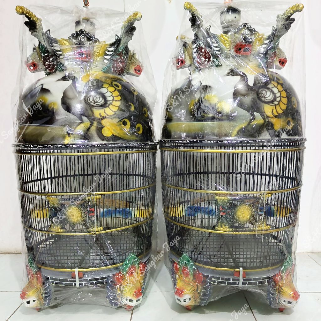 (LUAR KOTA) Sangkar Perkutut Fiber Mahkota Barong Kaki Barong Model Airbrush