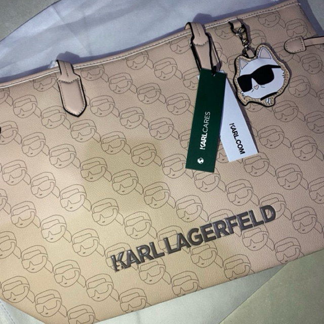 Tas Karl Lagerfeld K/Ikon Monogram Large Tote Bag Trench Beige