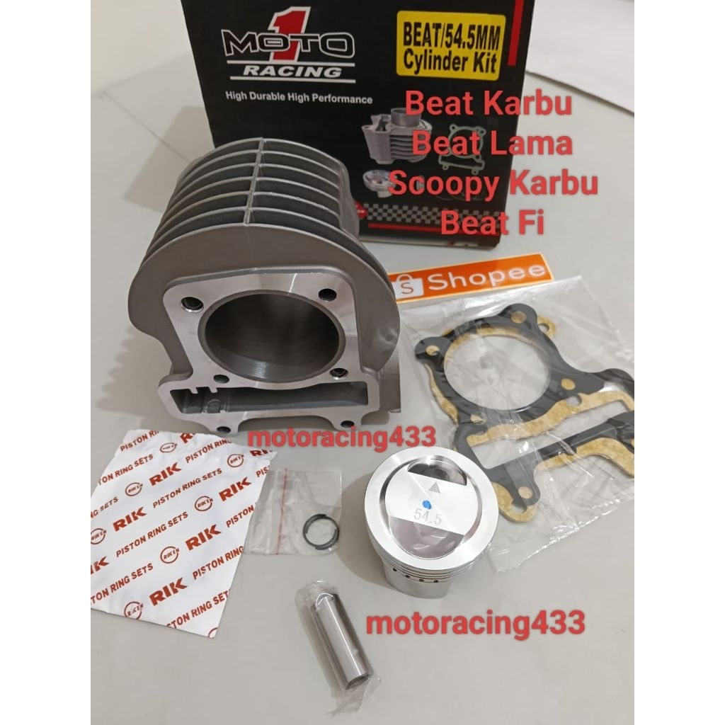 Blok Seher Bore up Moto 1 Beat Karbu 54.5mm Beat Fi Stater Halus kode Mesin K44 54.5mm