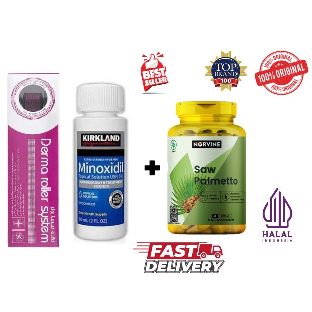 [Paket] Saw Palmetto Norvine +MinX Jamu ORIGINAL BPOM-HALAL DHT Blocker Anti kebotakan
