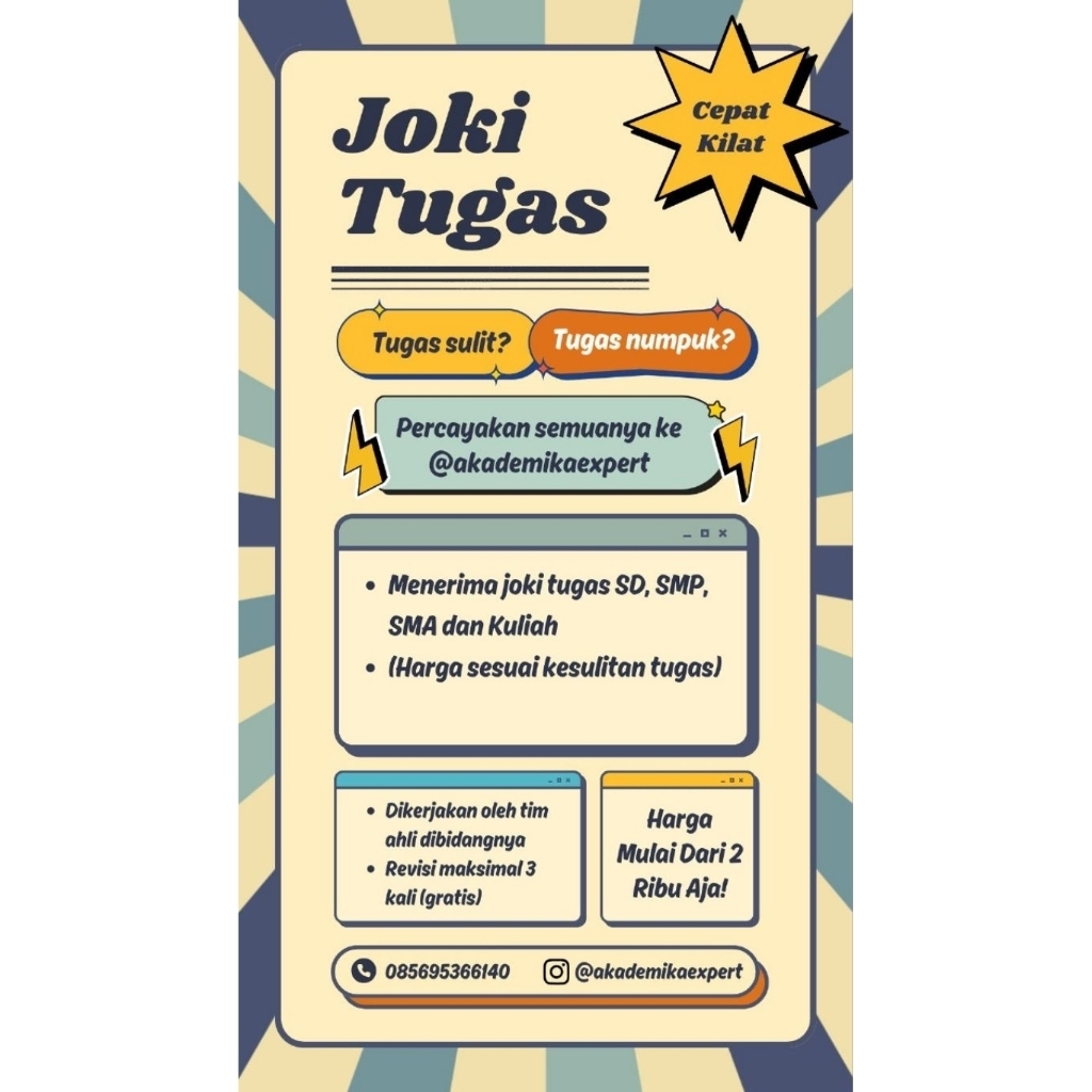 Joki tugas, mulai dari SD, SMP, SMP dan Kuliah