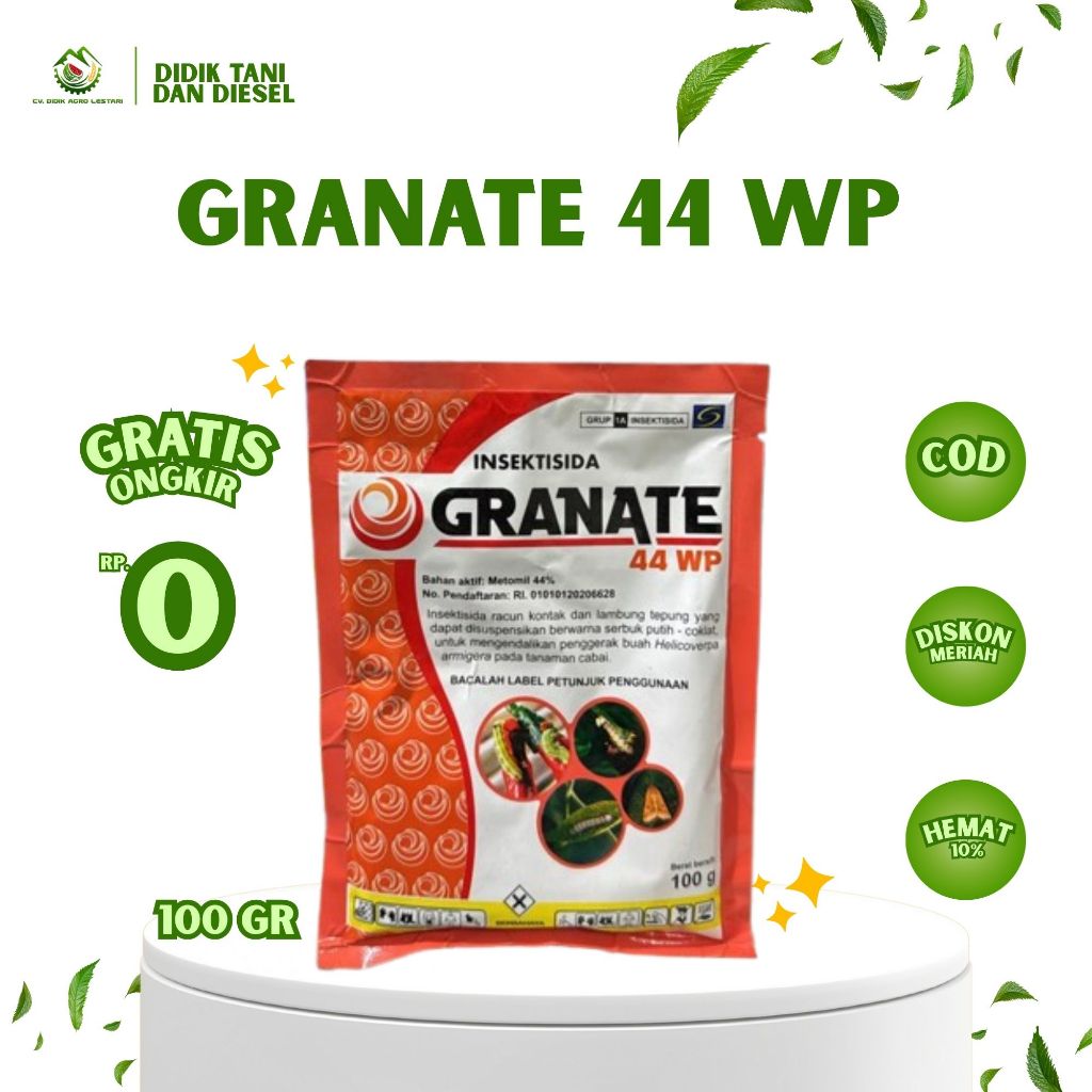 GRANATE 44 WP (100 GR) Insektisida Metomil 44% Pembasmi Penggerek Buah dan Ulat Grayak Cepat Mati