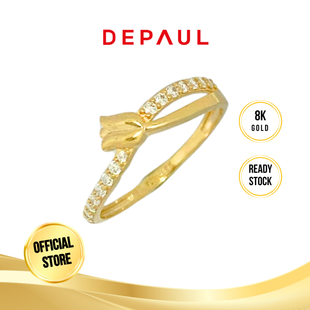 Cincin Emas 8K Tulip Series 6 (Koleksi Perhiasan Gold Fashion DEPAUL Jewellery)