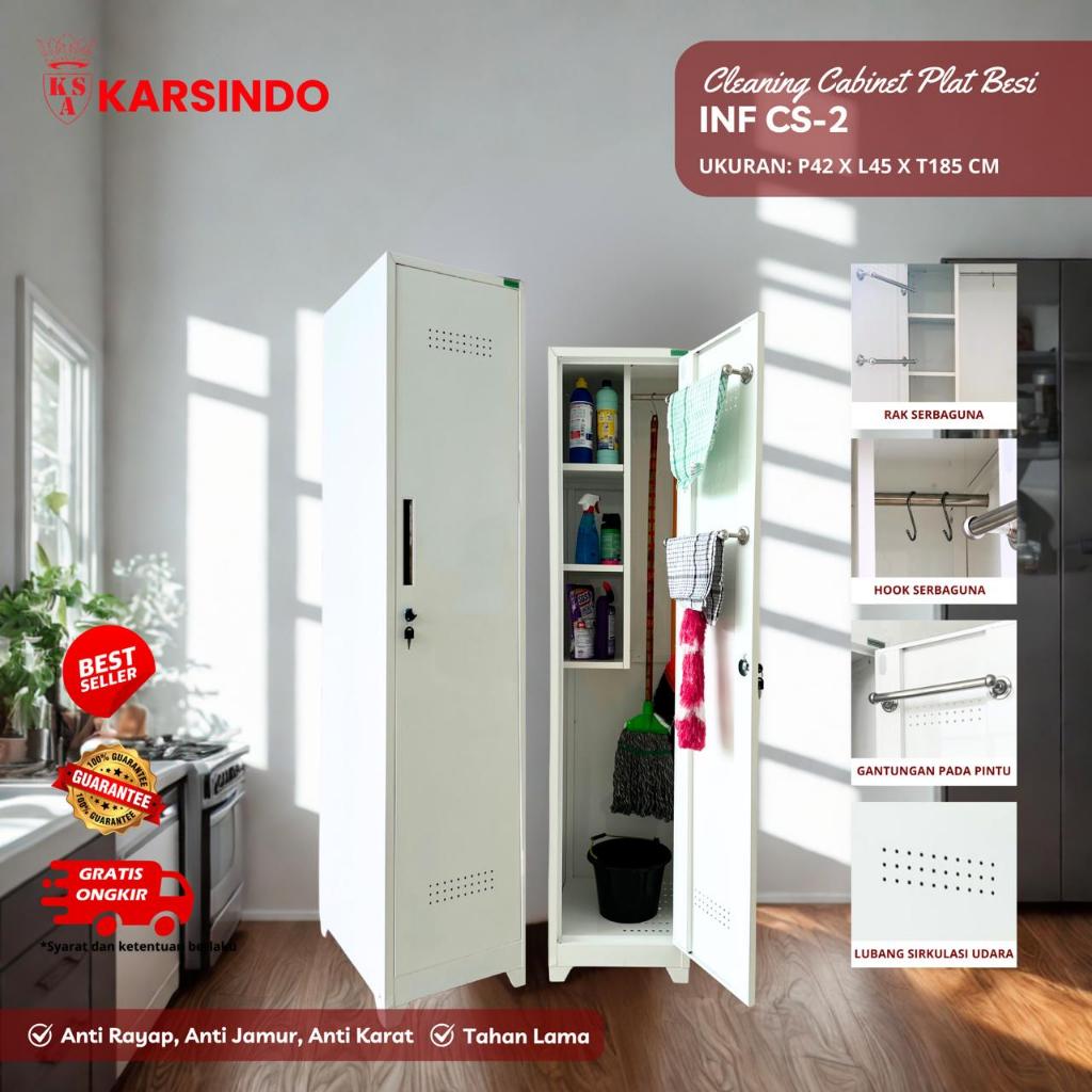 Karsindo Lemari Alat Kebersihan 1 Pintu Lemari Alat Kebersihan 2 Pintu Lemari Janitor Premium