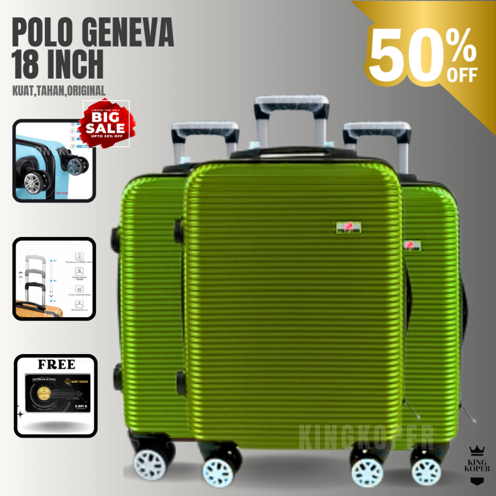 Koper 18 inch Polo 032 ukuran cabin - kabin - koper fiber - koper import - koper murah