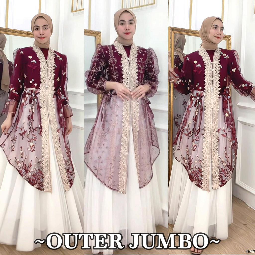 Outer JUMBO Atasan Tunik Muslim Wanita Full Bordir Outfit Kondangan 26565
