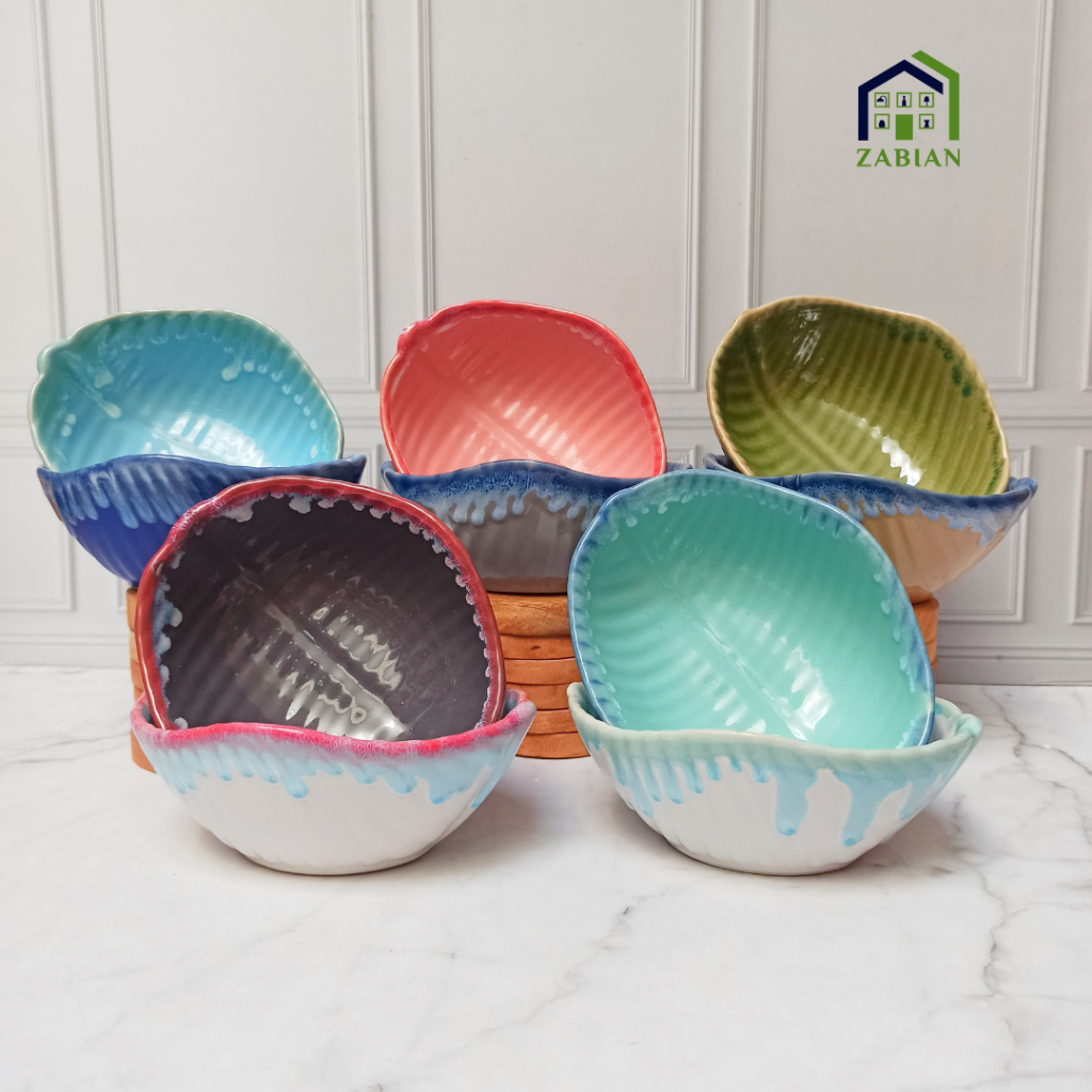 Zabian - Mangkok Daun Keramik Desain Natural Aesthetic