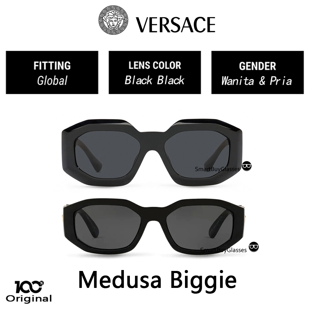 100% Original Kacamata hitam Versace Sunglasses Medusa Biggie VE4361 Lensa Anti UV Protection Authen