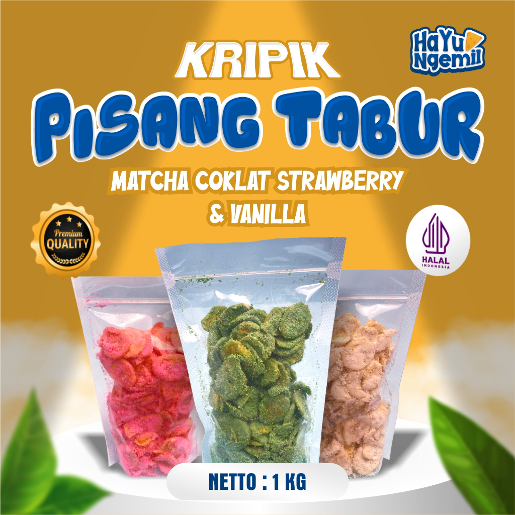 Keripik Pisang Tabur HaYu Ngemil 1kg Kripik Tabur Strawberry Coklat Vanilla Matcha