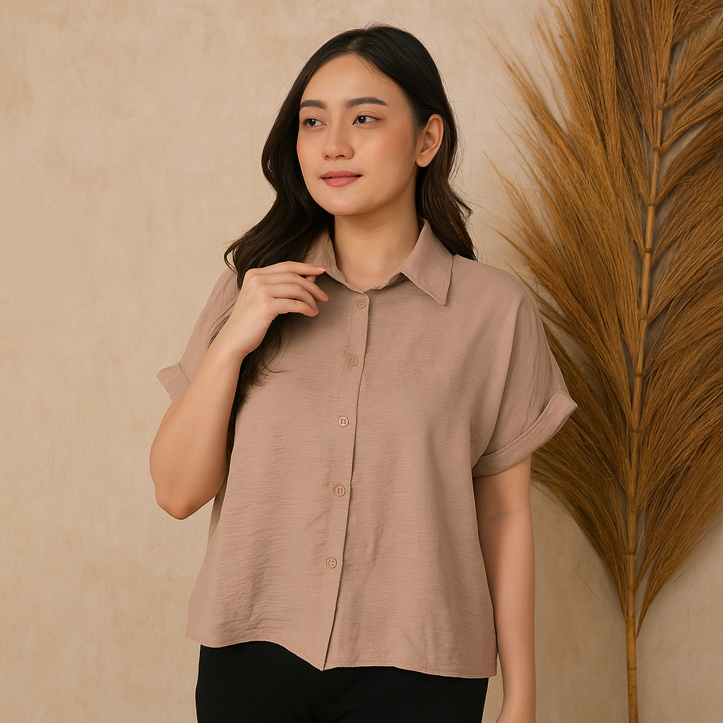 KEMEJA CRINKLE LENGAN LENGAN PENDEK / BLOUSE CRINKLE LENGAN PENDEK-02