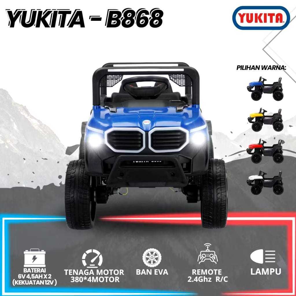 Mainan Mobil Aki Jeep Anak Yukita B868 Ban Karet - Kuning