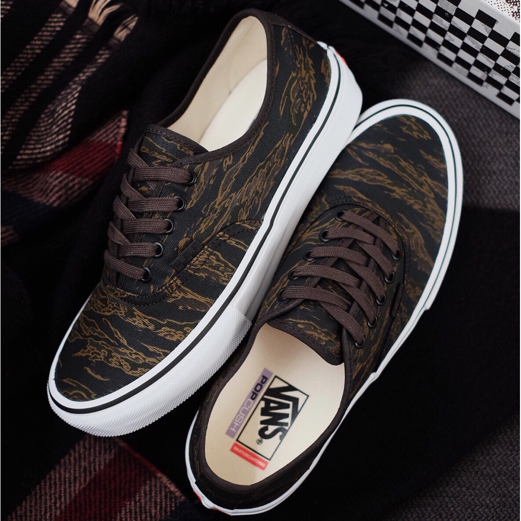 Sepatu Vans Authentic Pro Skate Tiger Camo Black Green 100% ORIGINAL RESMI