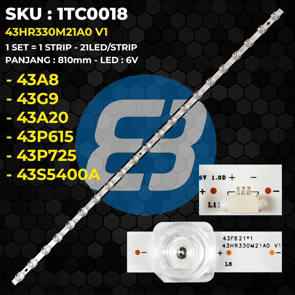 Backlight TV TCL 43 Inch 43A8 43G9 43A20 43P615 43P725 43S5400A 43HR330M21A0 V1