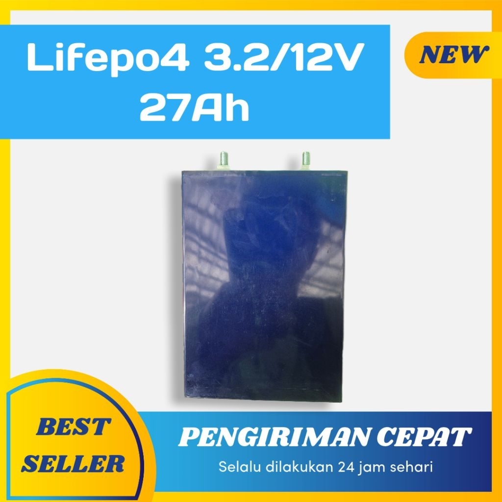 Baterai Lifepo4 12V/3.2V 27Ah BMS 120Ampere, PDC PAC PLTS PENGGANTI AKI/ACCU INVERTER