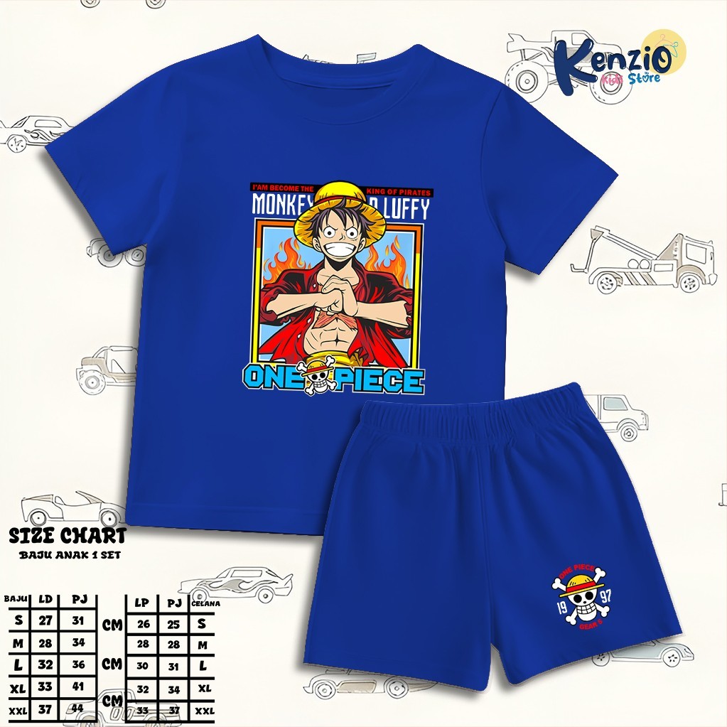 Baju Setelan One Piece Anak Laki Laki Perempuan - Kaos Distro Karakter One Piece