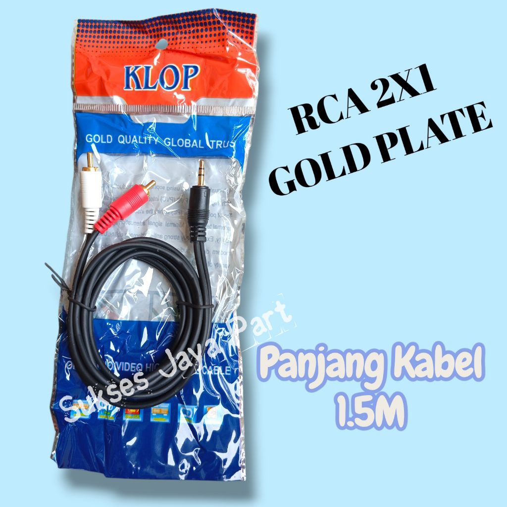 Kabel Audio RCA 2 in 1 Packing panjang 1.5M Gold plate  Kabel RCA 2X1