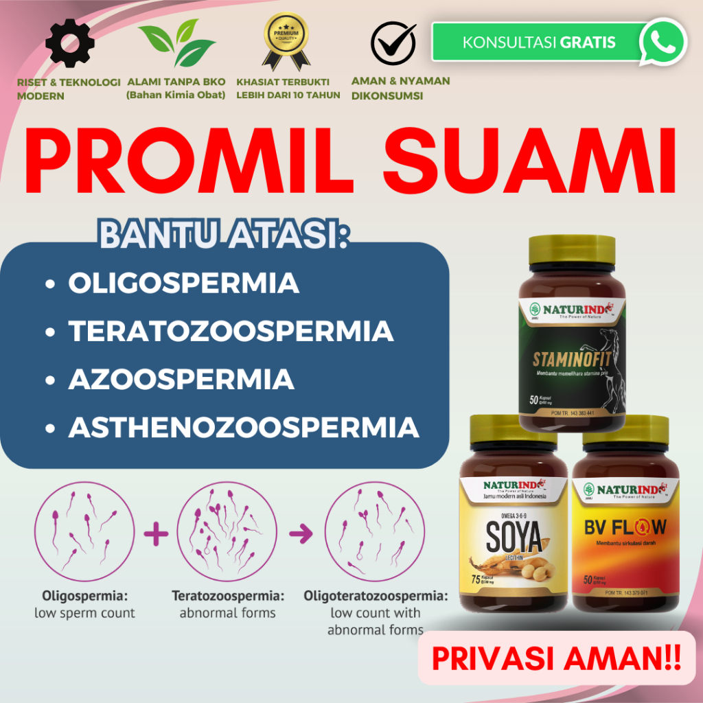 Obat Herbal Kesuburan Suami Promil Oligospermia Asthenozoospermia Azoospermia Teratozoospermia