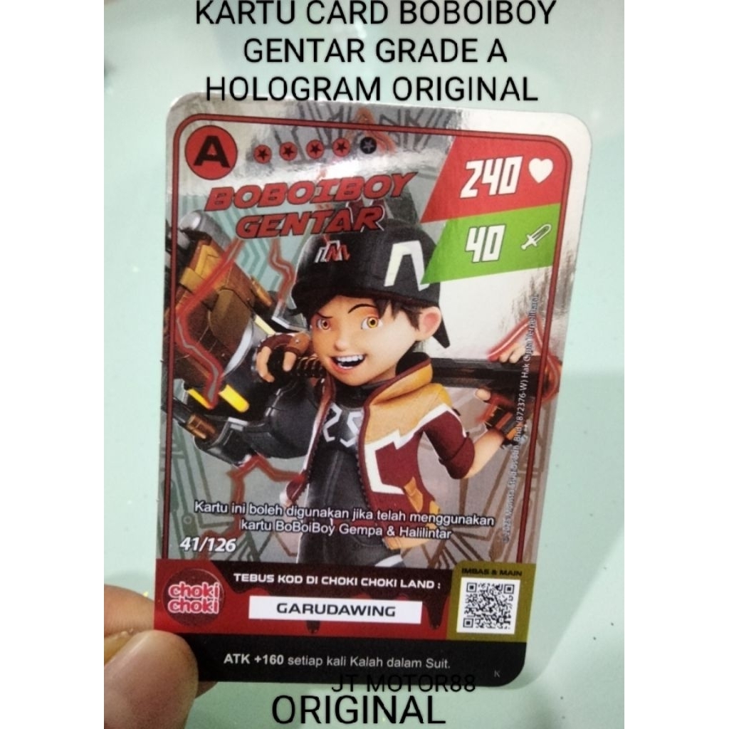 KARTU CARD BOBOIBOY GENTAR GRADE A HOLOGRAM 41/126 ORIGINAL